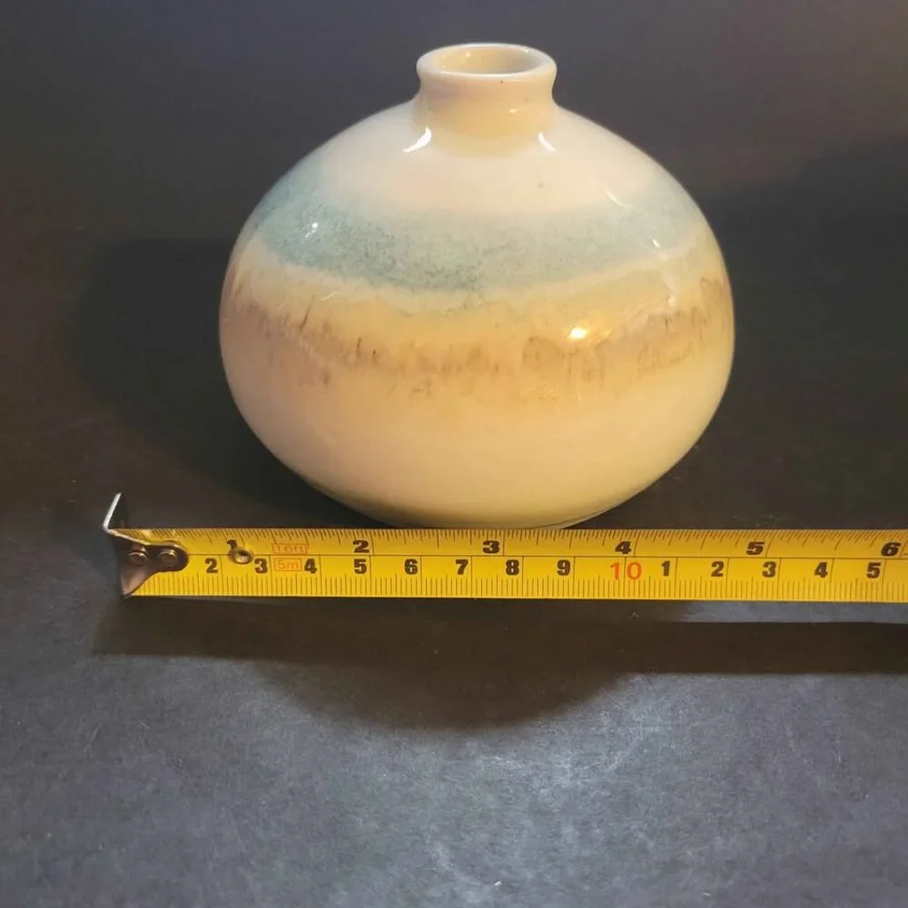 Vintage Kravec Studios Art Pottery Bud Vase With A Drip Glaze Finish